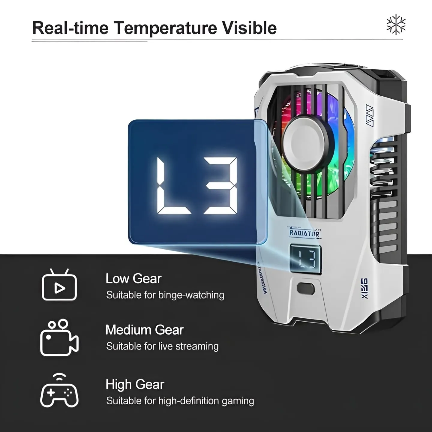 فن خنک کننده بازی موبایل رادیاتوری باتری دار مدل X136 (4)